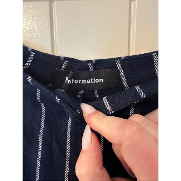 Reformation Navy Striped Ankle Pants - Picture 8 of 10